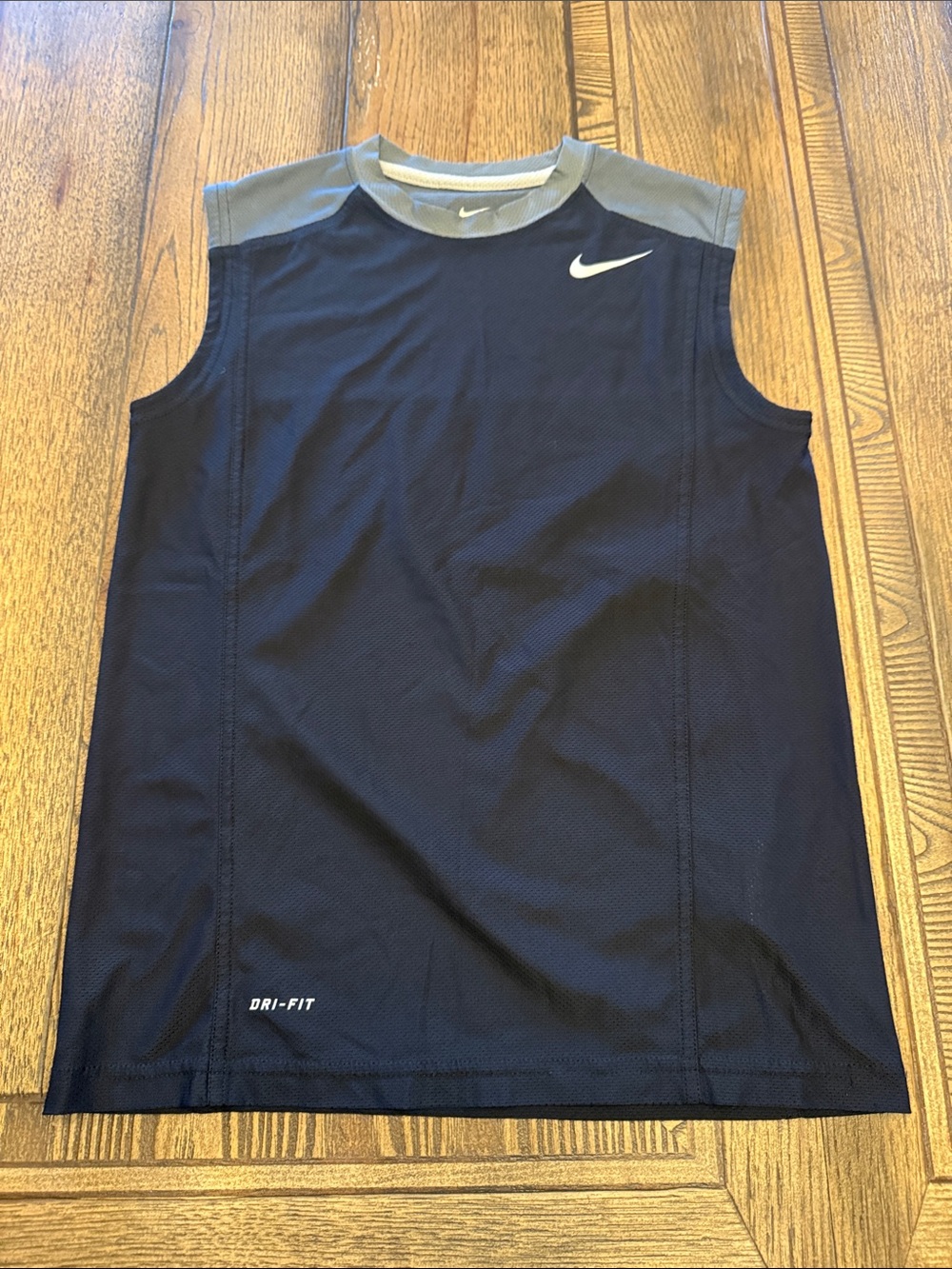Nike Navy and Gray Sleeveless Dri-FIT Training Tank